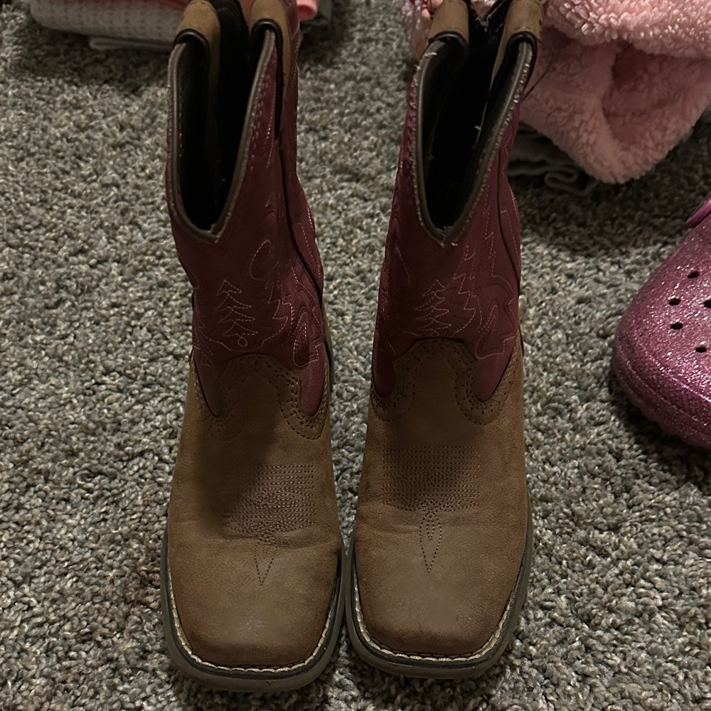 Durango Kids' Brown and Maroon Western Boots